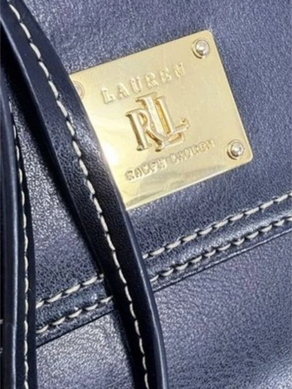 LAUREN RALPH LAUREN Clutch/Crossbody/Wallet- Black Leather CHAIN BAG Gold